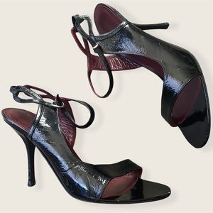 Edmundo Castillo Black Patent Slingback Heels